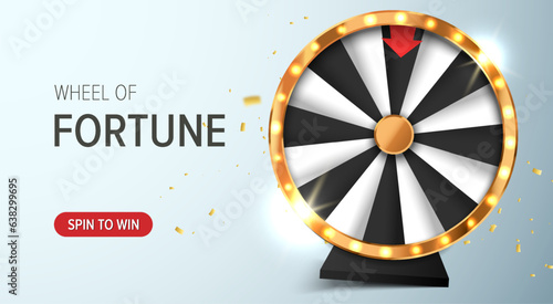 Wheel of fortune banner. Spinning casino wheel