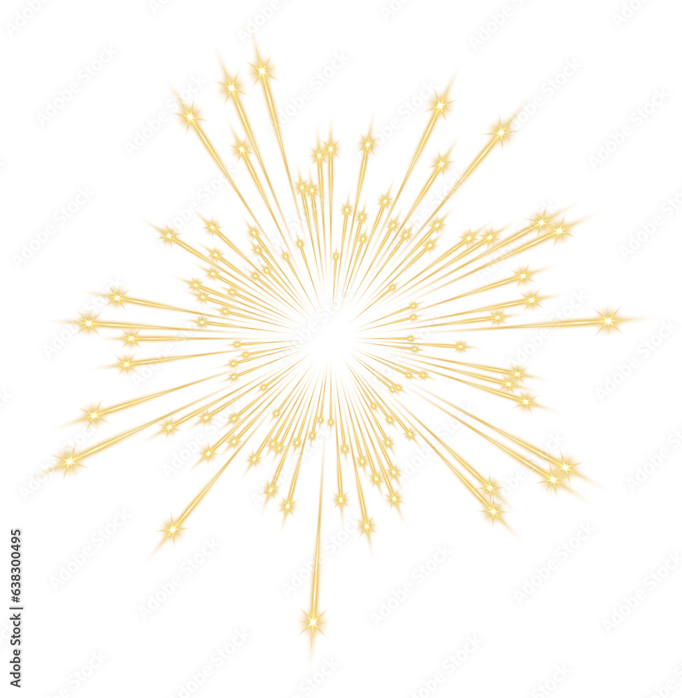 Obraz premium Transparent Fireworks Element. Sparkles Star. Radiance flash rays