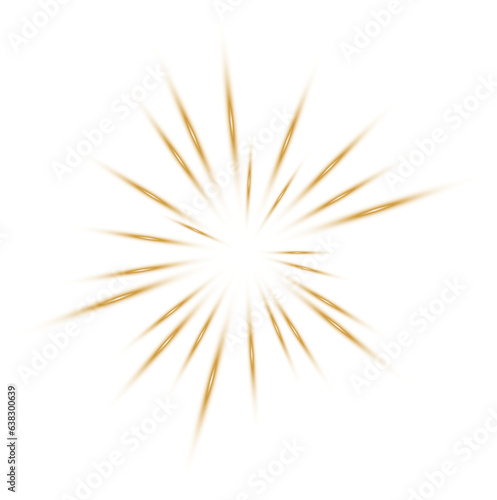 Gold Glow Star. Light glowing effect. Transparent Sun rays