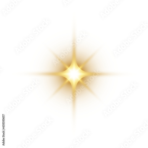Tablou canvas Gold Glow Star. Light glowing effect. Transparent Sun rays