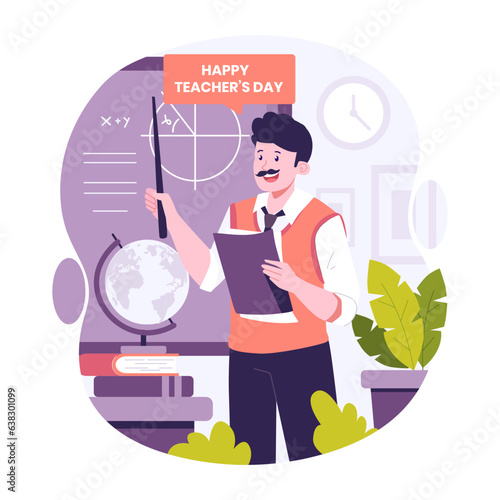 Happy teacher's day flat illustration