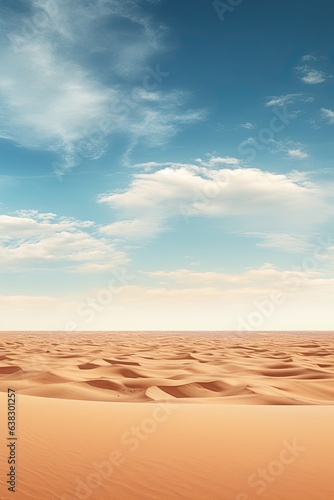 Vertical panorama, vertorama of a bright hot desert. With Generative AI technology