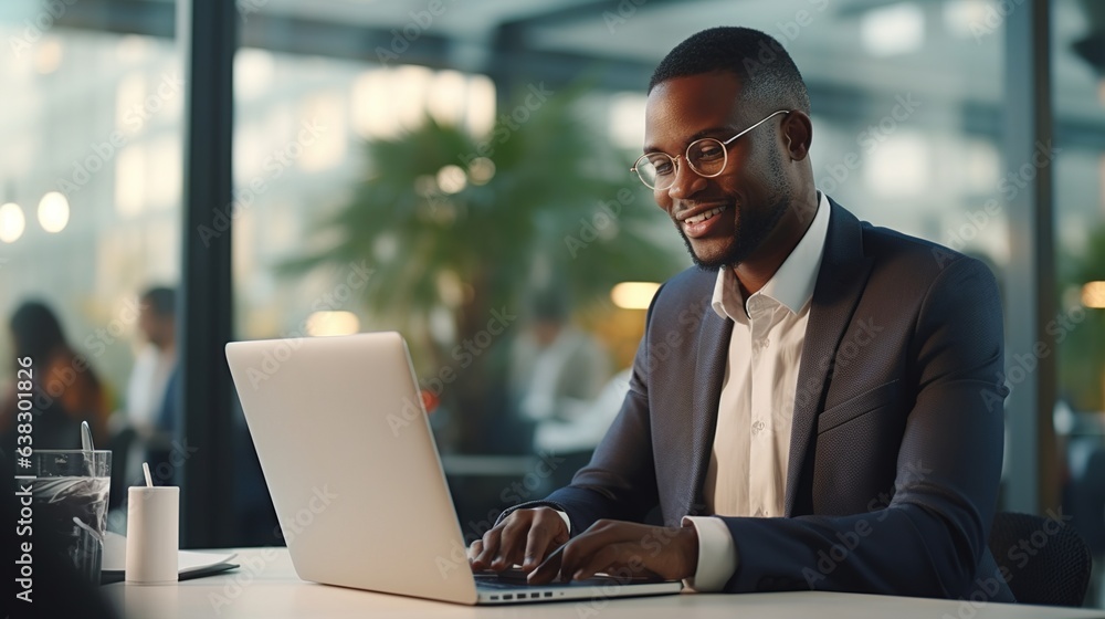 businessman working on laptop in office