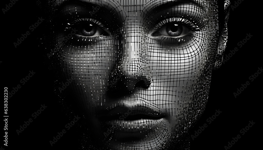 ASCII art a portrait of a gorgeous woman black and white