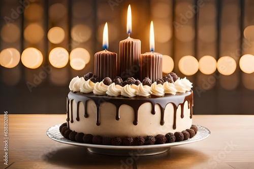 birthday cake with candles generated ai