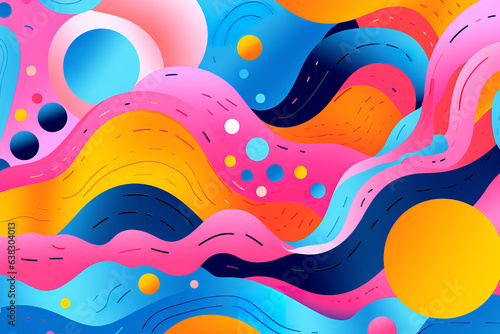 the background of a colorful drawing is highlighted with circles, in the style of cute and dreamy