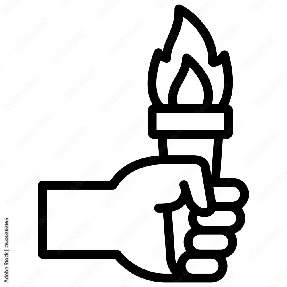torch icon illustration design with outline torch icon illustration design with outline
