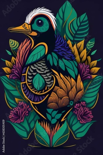 A detailed illustration of a Duck for a t-shirt design  wallpaper  and fashion