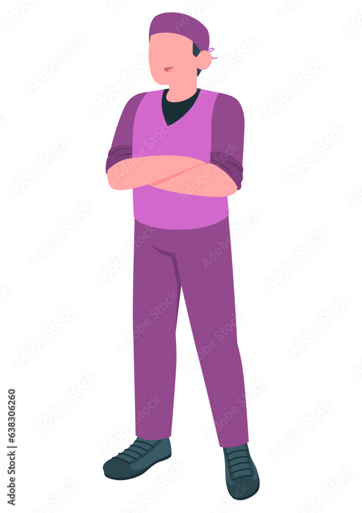 Flat illustration of male Surgeon standing arms folded.
Flat illustration of male Surgeon standing arms folded.