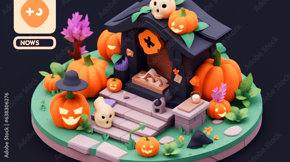 Fototapeta premium 3d rendering and illustration of halloween mysterious elements, pumpkins, scary, orange, spider, spooky