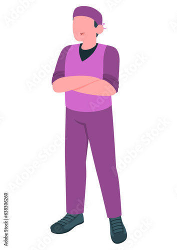 Flat illustration of male Surgeon standing arms folded. 