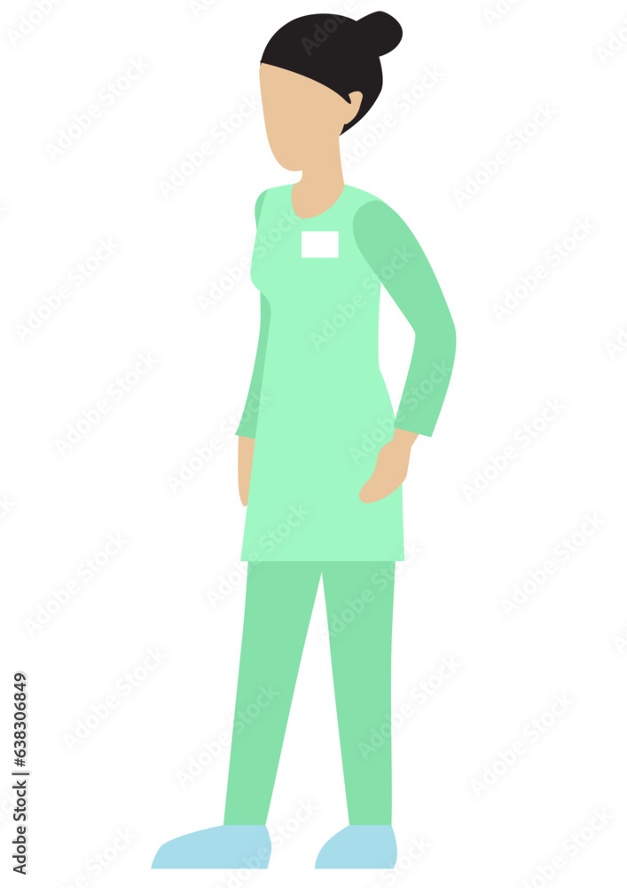 Flat illustration of nurse in uniform.
