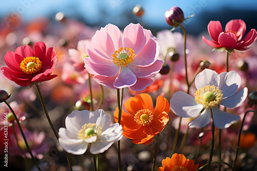 Blossoming Spring Flowers, Captivating Display of Nature's Renewal, Generative AI