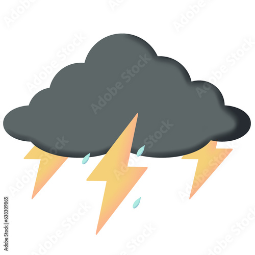 Lightning in Rainy Clouds, Striking Vector
