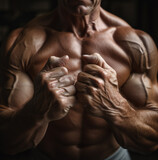 A close-up of the mans hands as he grips the weight, fitness stock photos
