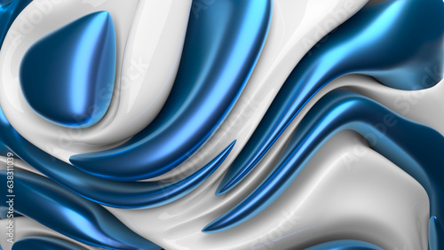 Fototapeta Naklejka Na Ścianę i Meble -  Abstract 3d bakground with beautiful smooth lines. Modern digital art. The image is isolated on a black background. 3d render image. Futuristic metal shapes. Soft glossy glass material.