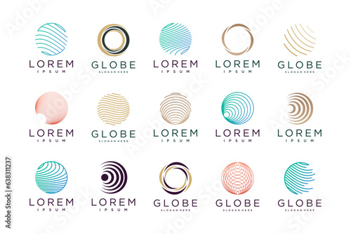 Set of bundle globe logo design element with creative modern concept