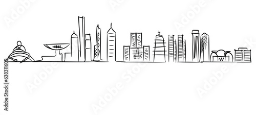 hong kong doodle city skyline