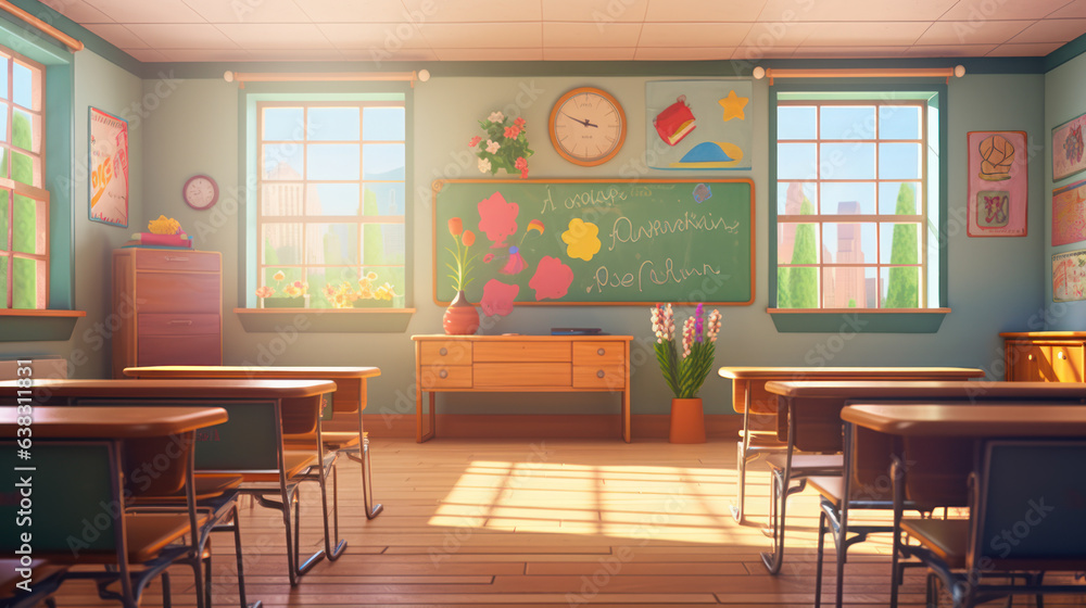 Fototapeta premium Animation of classroom morning time