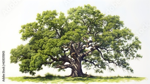old oak tree in summer, bright background