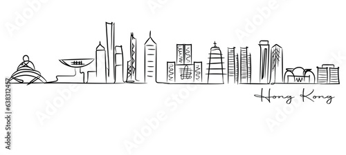 hong kong doodle city skyline