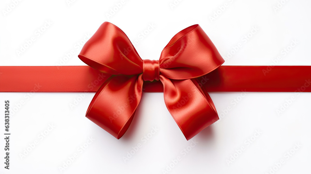 red satin ribbon and bow isolated on white background. Generative Ai red satin ribbon and bow isolated on white background. Generative Ai
