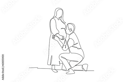 Continuous one line drawing Pregnancy and infant loss awareness month concept. Doodle vector illustration.