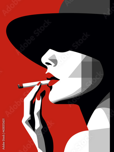 beautiful woman, minimalist screenprint poster, mid century modernism style, high contrast, negative space, vector art editable art. 18x24