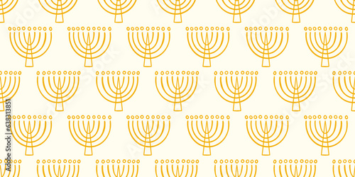 Menorah Seamless Pattern Hanukkah Background Print