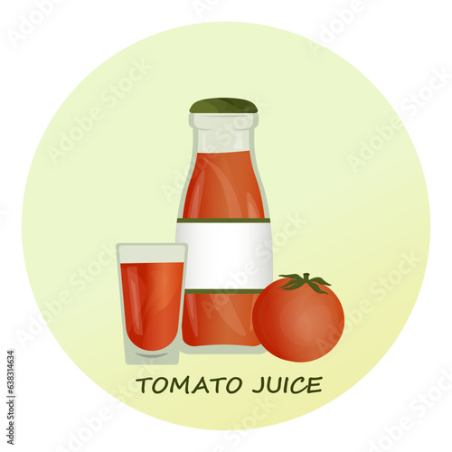 tomato juice .vector illustration of vegetables and drinks