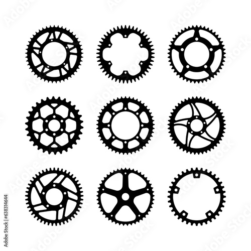 Sprocket wheel vector. Bicycle parts. Silhouette vector.