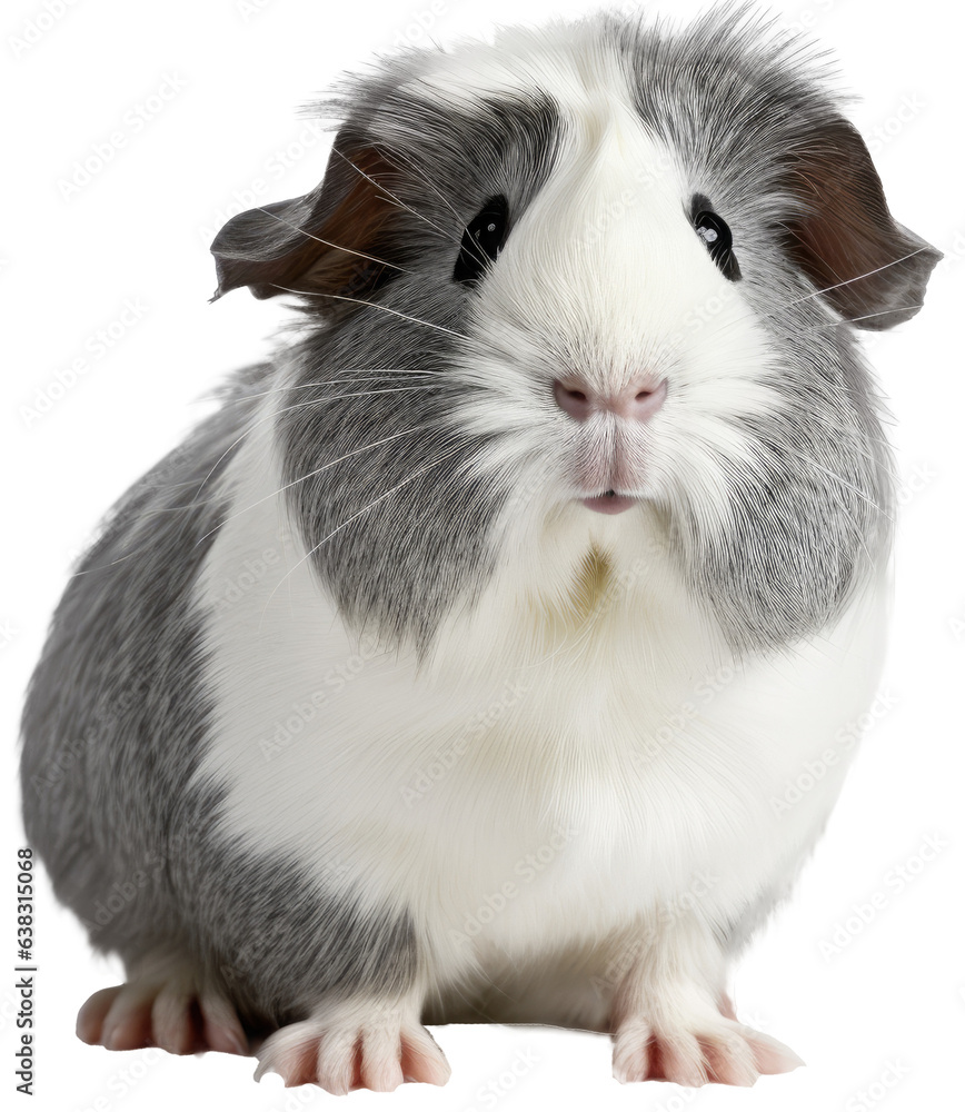 Grey guinea pig isolated on a white background as transparent PNG, animal Grey guinea pig isolated on a white background as transparent PNG, animal