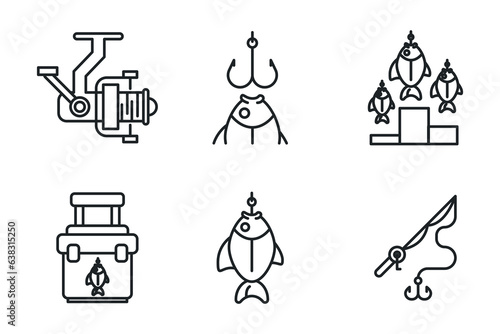 Set of icons with fishing. Vector. EPS 10