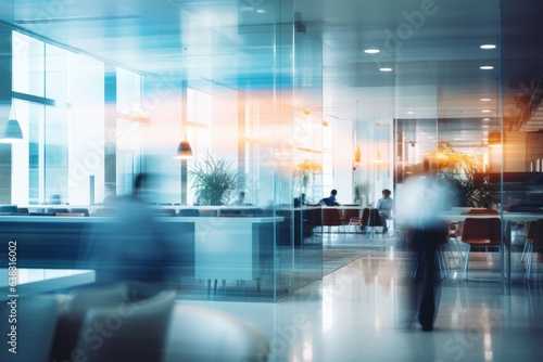 Blurred modern office interior with people. Open space