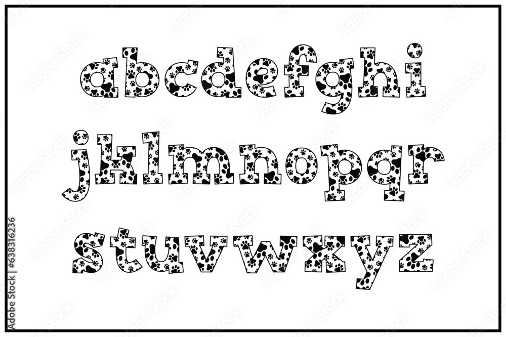 Obraz premium Versatile Collection of Dog Paw Alphabet Letters for Various Uses