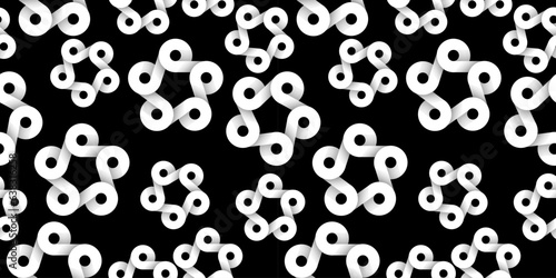 Impossible shapes seamless pattern - black and white. Infinite circle polygone shape - optical illusion. Vecor illustration.