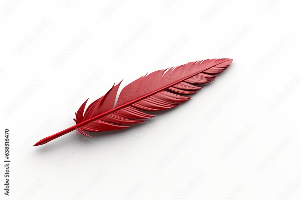 Red feather on white background Red feather on white background