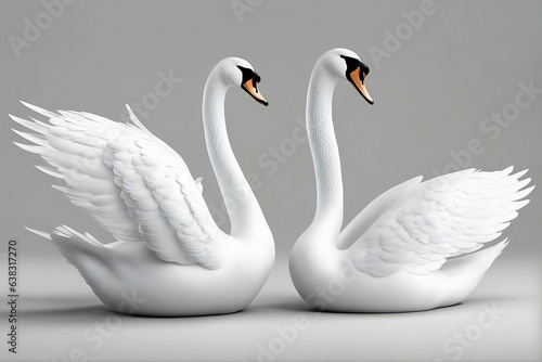 a romantic beautiful two swans