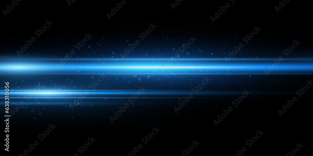 Lens flare effect with flying dust isolated on black background. Sparkling blue rays. Vector illustration. Lens flare effect with flying dust isolated on black background. Sparkling blue rays. Vector illustration.