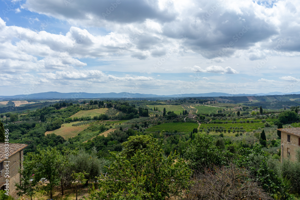 view of the village and landscape in the tuscany region