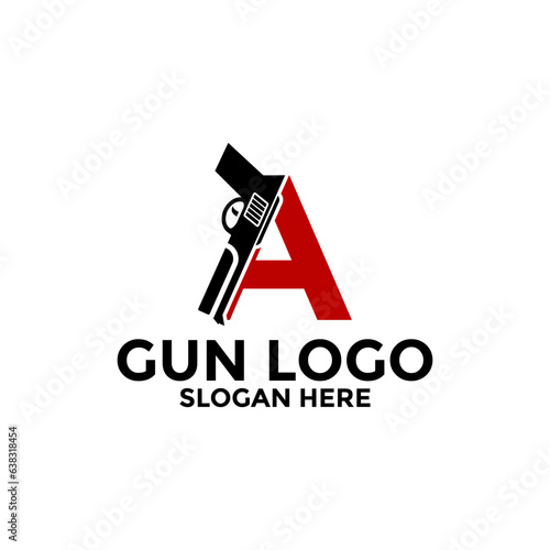 Letter A and Gun logo icon design, Gun Logo vector template