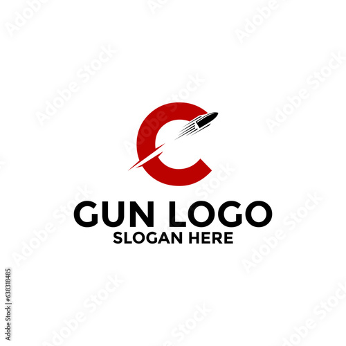 Letter C and Gun logo icon design, Gun Logo vector template