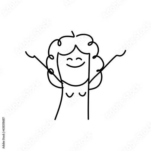 Stick figure. emotions of people, surprised, ashamed, satisfied, joyful. Doodle style. Vector illustration.