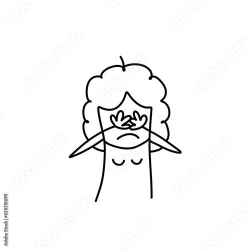 Stick figure. emotions of people, surprised, ashamed, satisfied, joyful. Doodle style. Vector illustration.