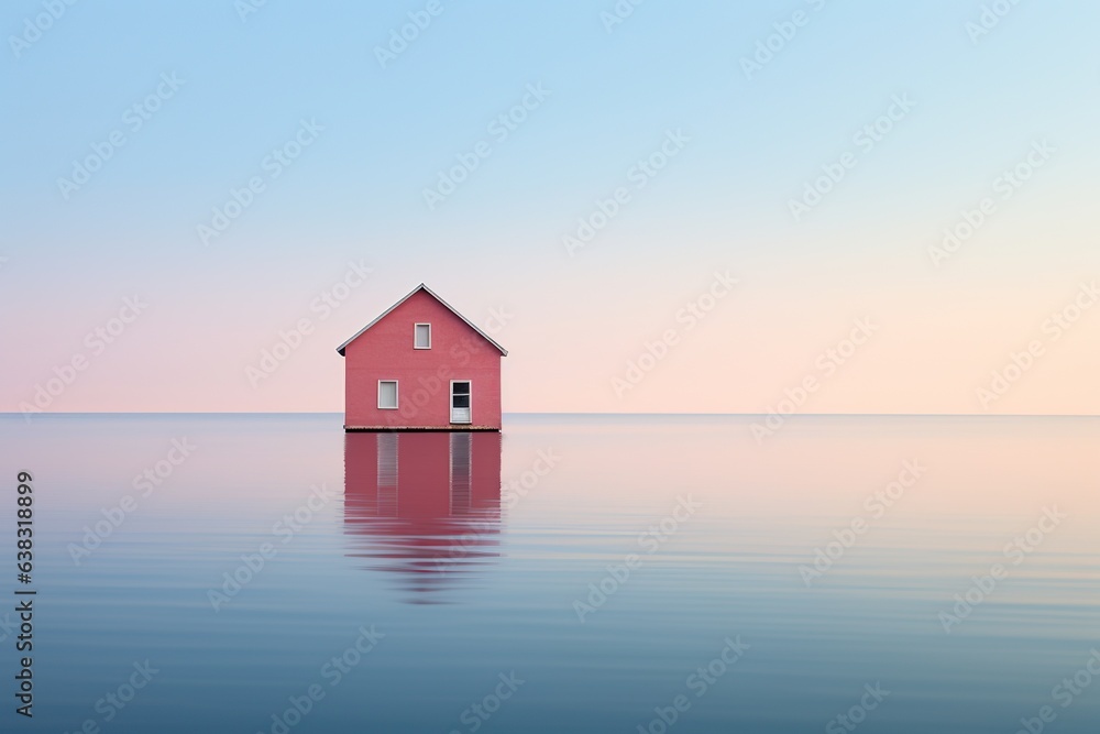 Color, composition, house outline, purity, softness, sea surface, evening sunlight Color, composition, house outline, purity, softness, sea surface, evening sunlight
