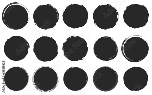 textural hand-drawn abstract black round shapes on white background. Vector illustration.