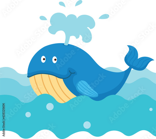 illustration whale above the water vector