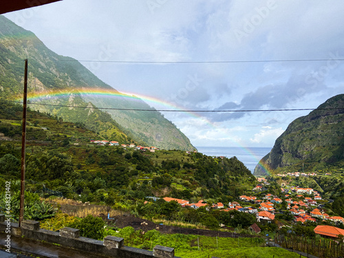 rainbow landscape in the mountains madeira