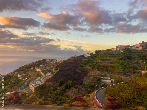 sunset over the village