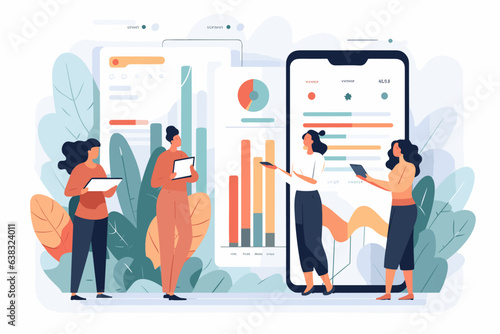 A group of people among graphs and charts